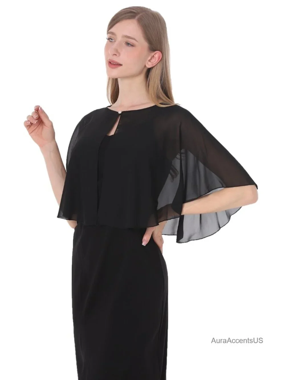 Women's Chiffon Capelet Shawl Wrap Elegant Lightweight